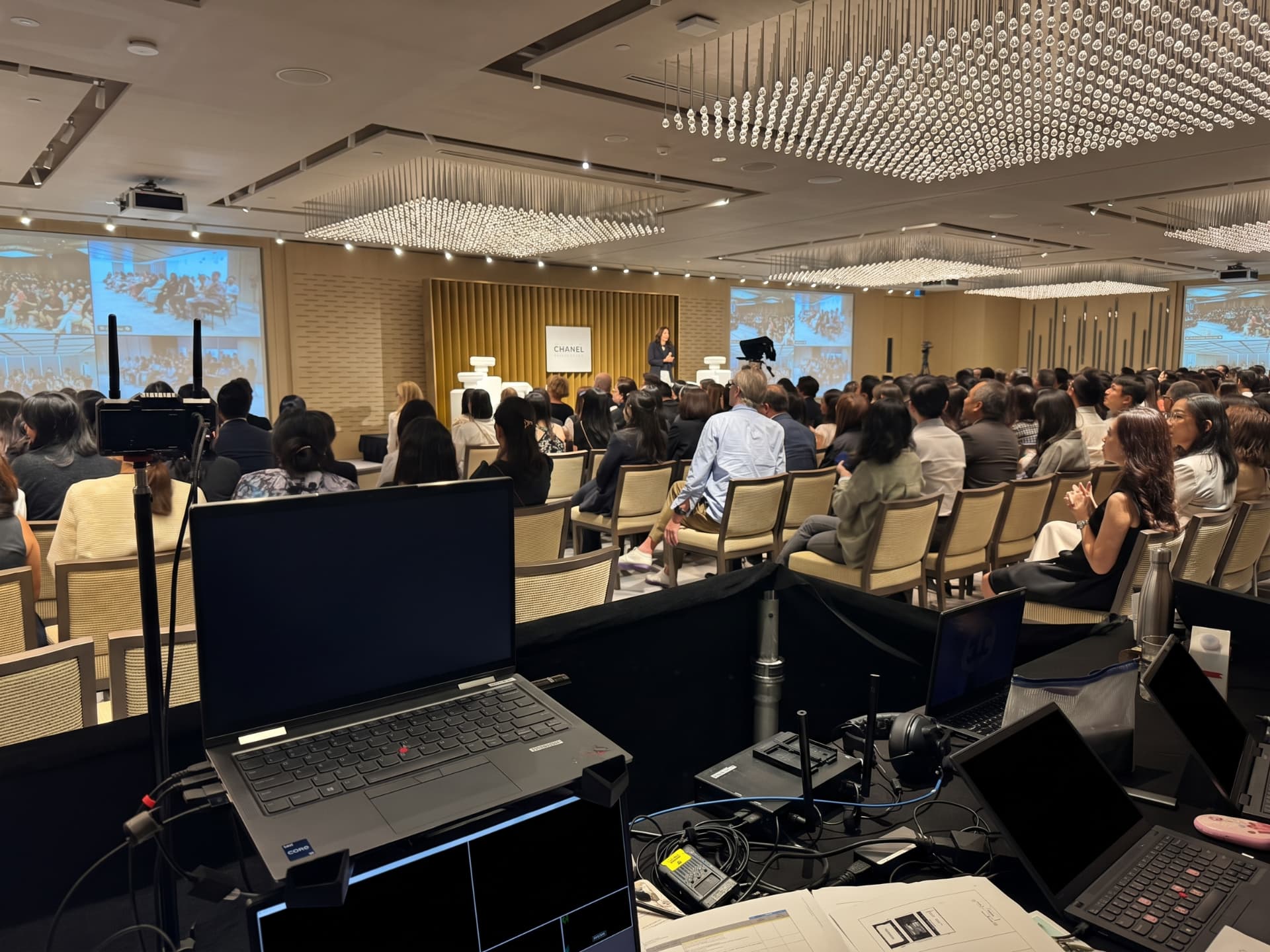 Broadcast control desk at a hybrid conference in Singapore